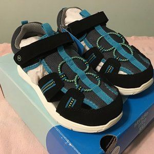 **NEW** STRIDE RITE Iggy Black Neon Sandals Boys Size 11